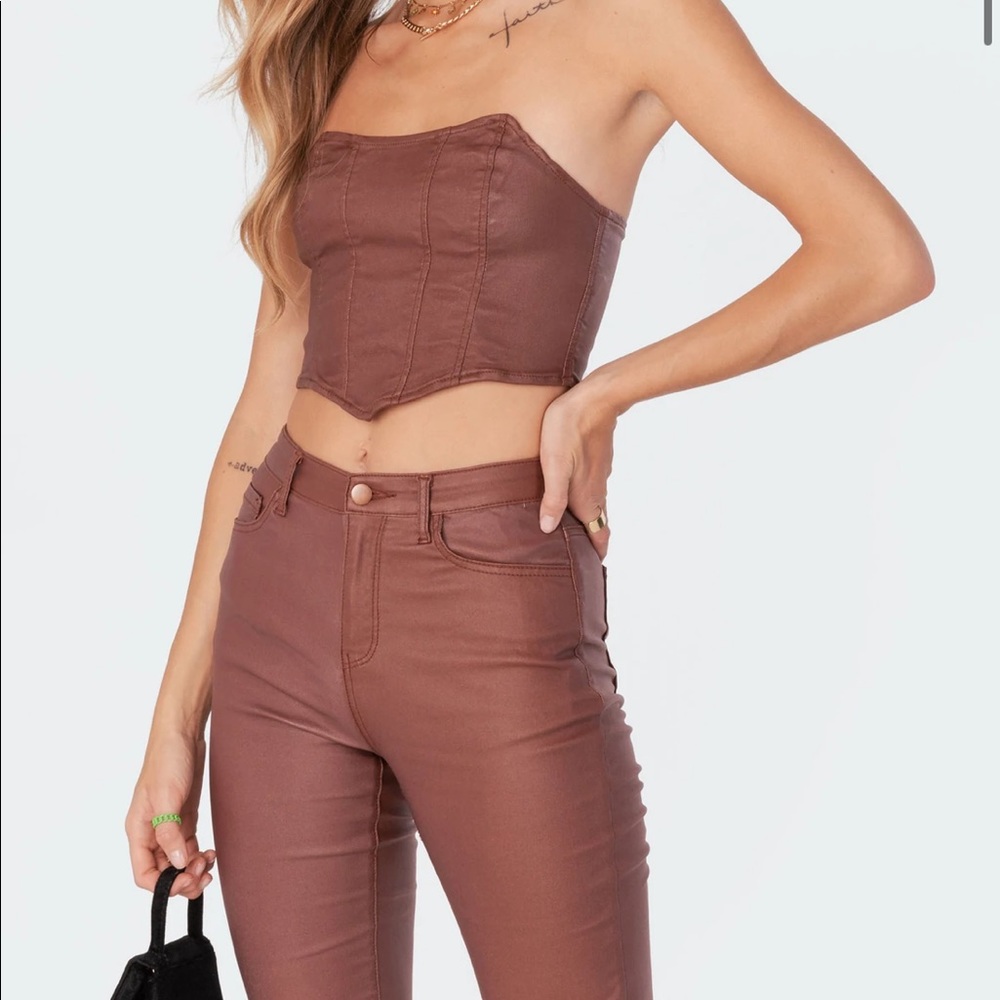Edikted Luna Faux Leather Stretch Corset